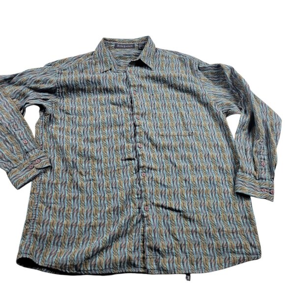 Jhane Barnes Shirt Mens Large Geometric Woven Abstract Button Up Long Sleeve - Picture 1 of 7